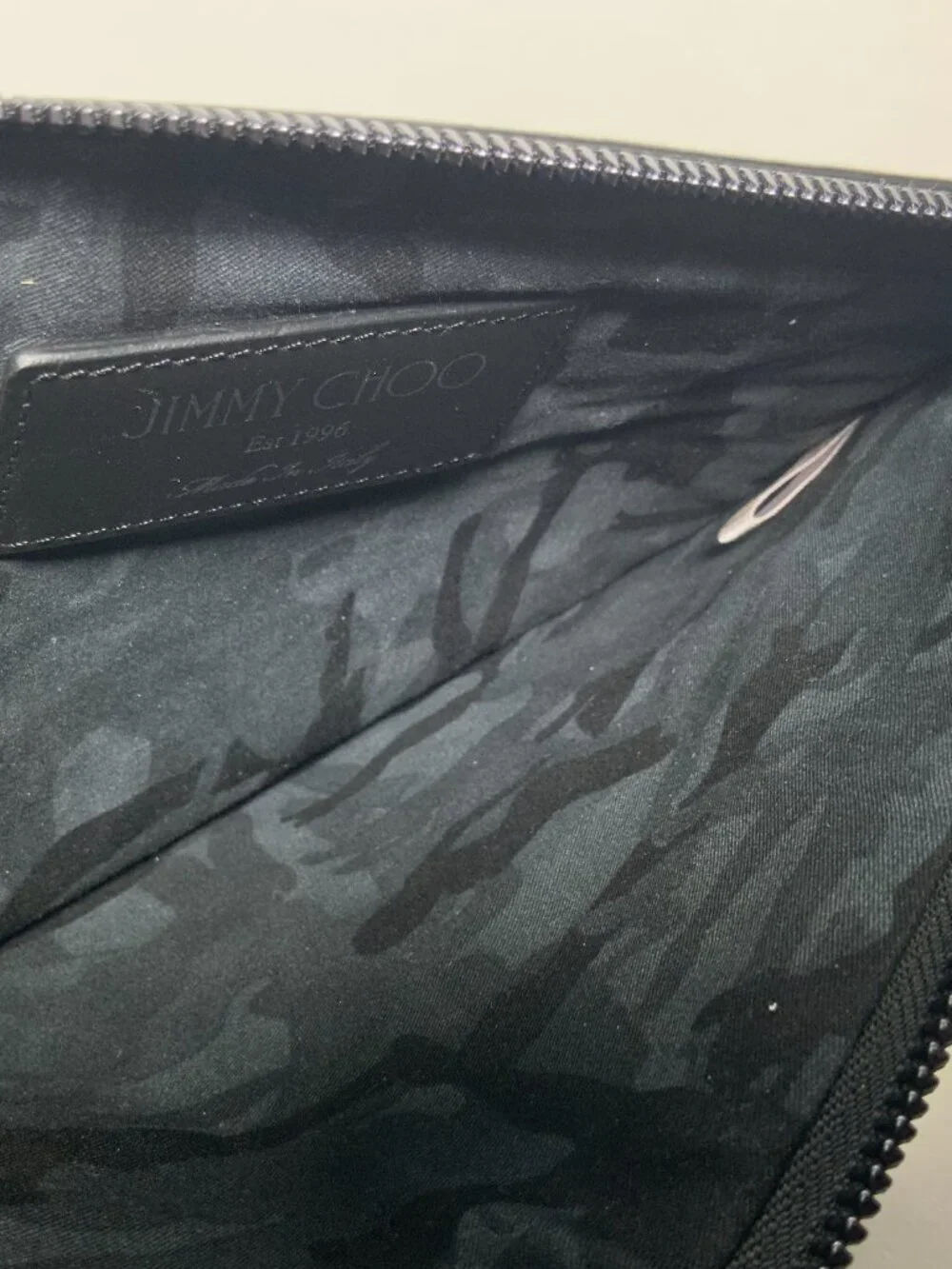 Jimmy Choo Black Leather Star Studded Clutch/Wristlet w/ Silver Accents